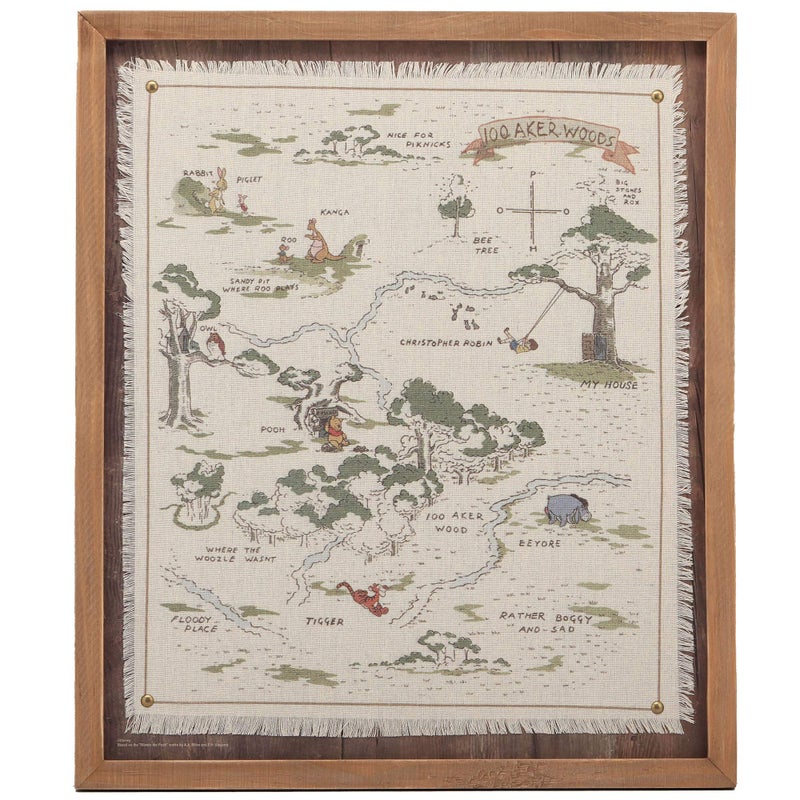 Open Road Brands Disney Winnie the Pooh Hundred Acre Wood Map Framed Wood Wall Decor - Vintage Winnie the Pooh Wall Art for Home Decorating - Image 1